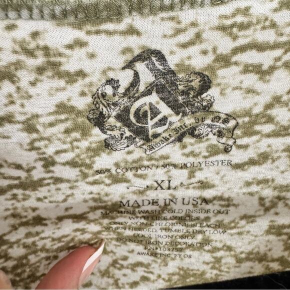 Vintage Awake Inc Green Burn Out Long Sleeve Tee Shirt Womens XL Casual V Neck - Picture 6 of 9